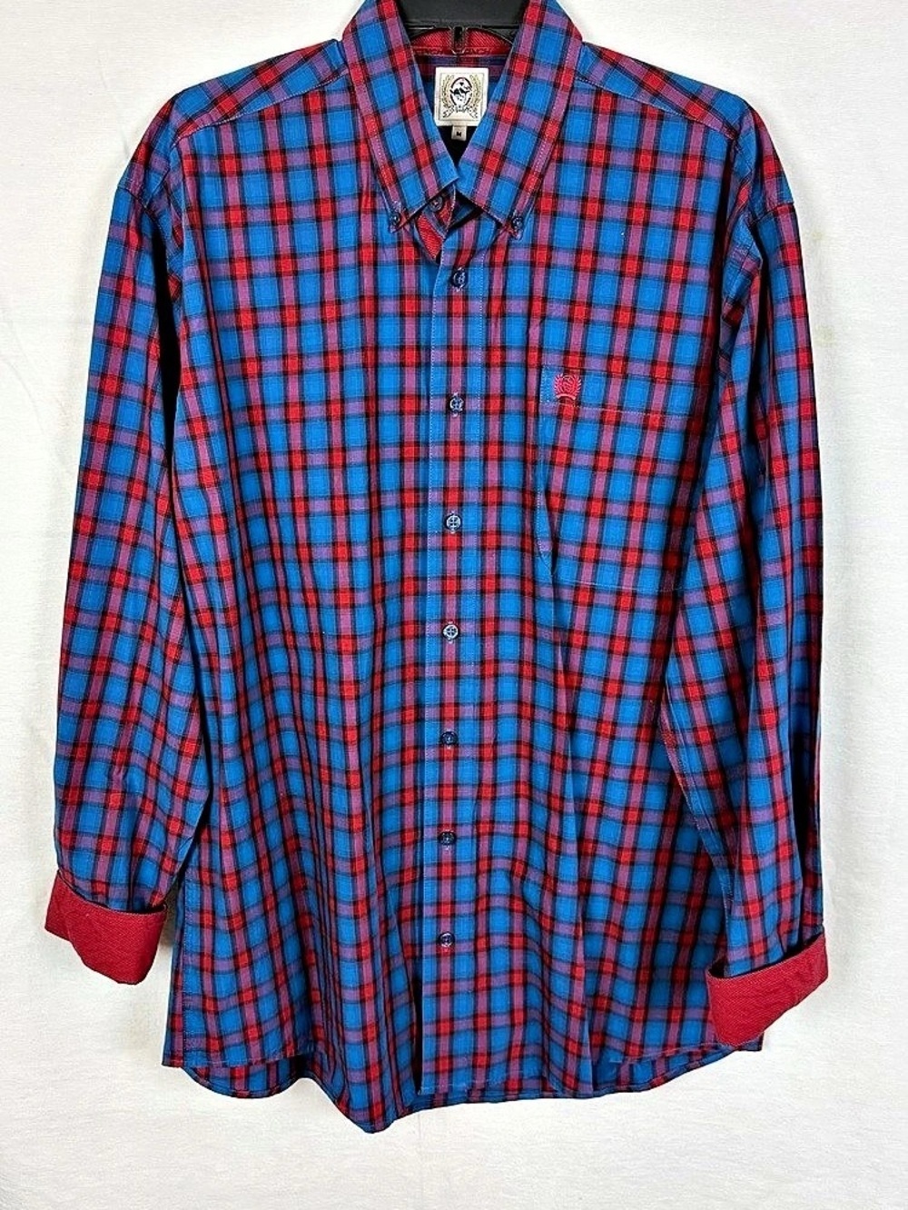 Cincha Plaid Button Down in Blue & Red Size Medium Like New